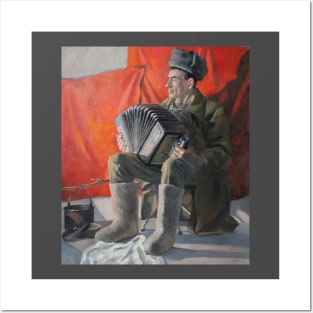 Russian Man Playing Accordion Posters and Art